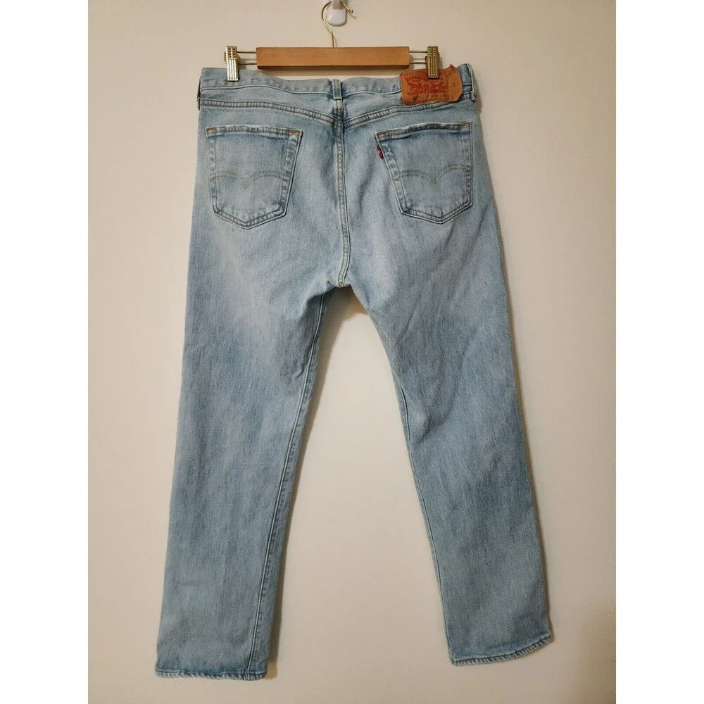 Levi's 501 XX Mens Straight Button-Fly Jeans 34/30 Blue Cotton-Blend 00501-3184 - Picture 2 of 16